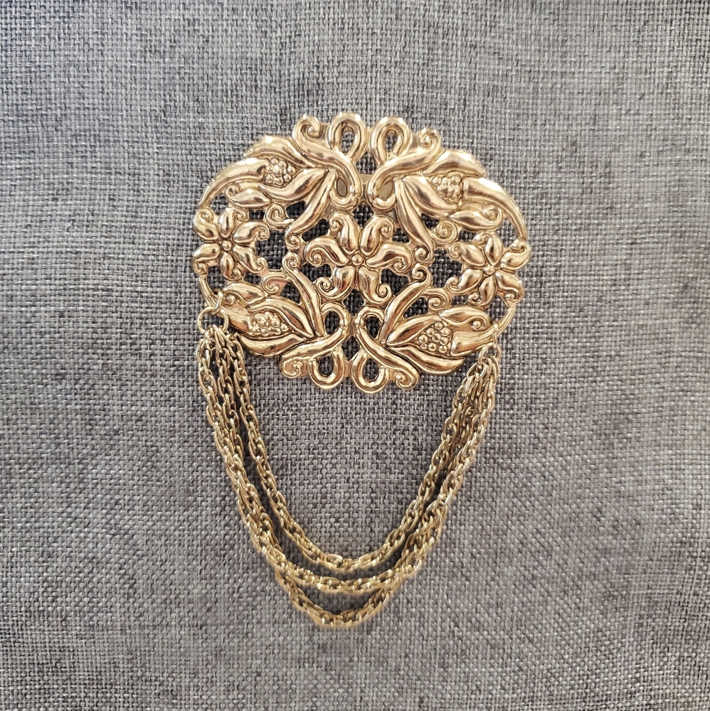 Goldtone Chained Brooch